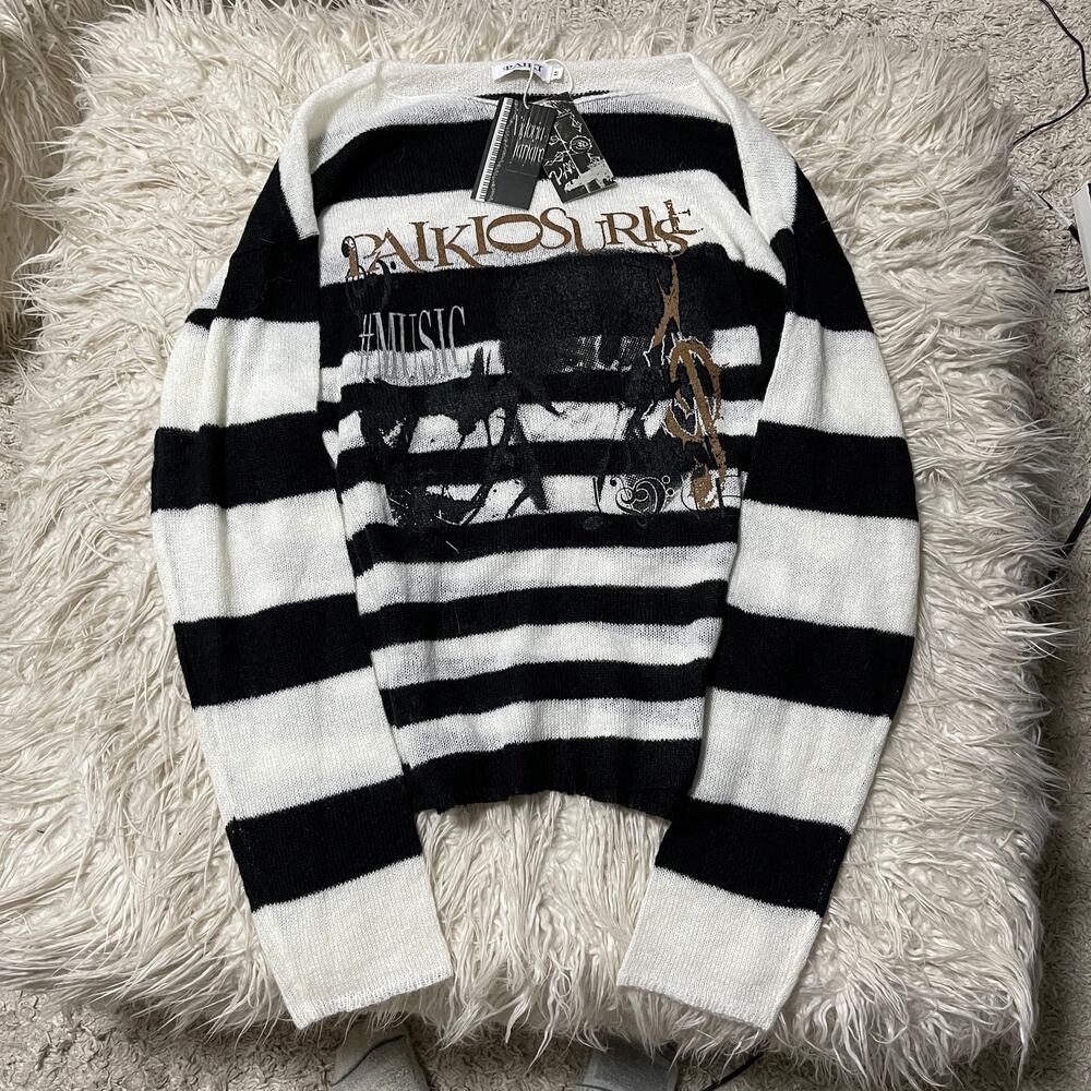 Y2k Streetwear Grunge Gothic Graphic Longsleeve Black White size M